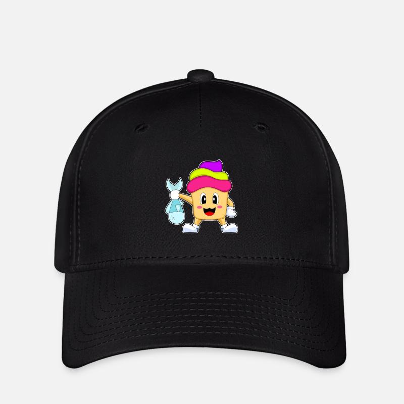 Cupcake Angler Fisch Angeln - Flexfit Cap - Schwarz