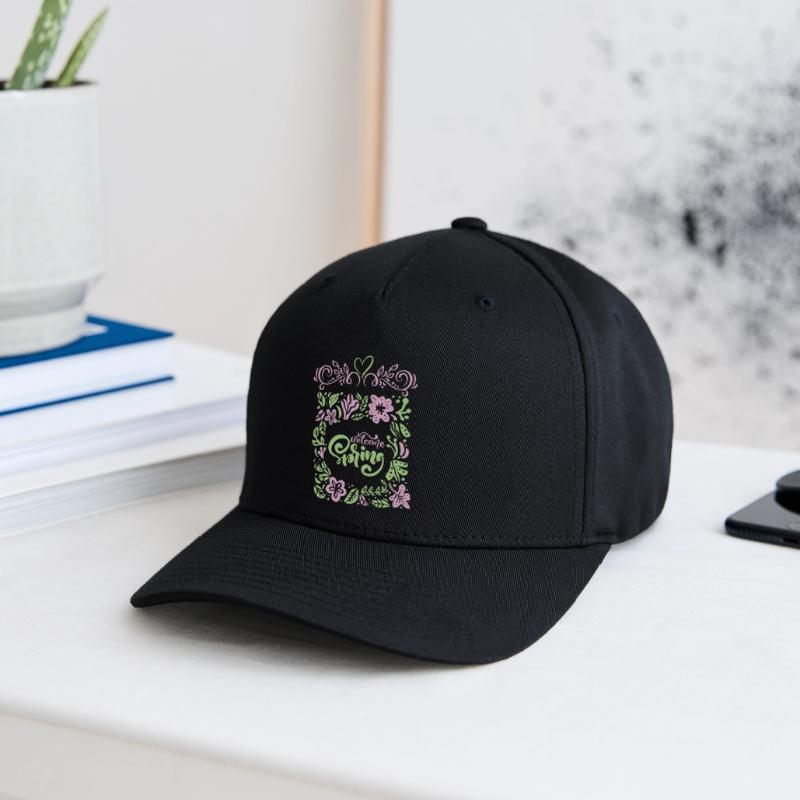 Spring, Saying Welcome-Spring, Typography Flexfit Cap