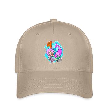 Girl 4 years old 4th birthday mermaid - Flexfit Cap - khaki - Front