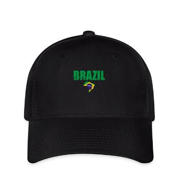 Brésil Carte Drapeau Brésil Brésiliens - Casquette Flexfit - noir - Devant