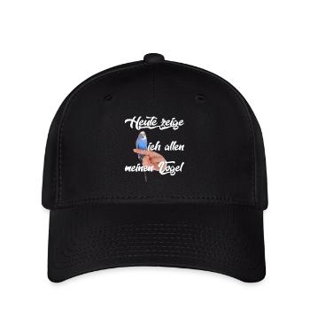 Blauer Wellensittich , lustiger Spruch - Flexfit Cap - Schwarz - Vorne