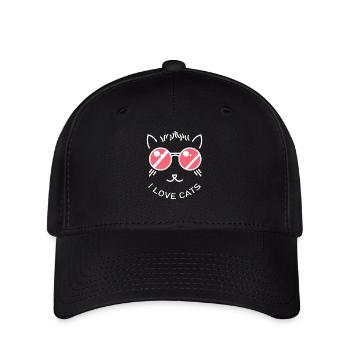 I love Cats ich liebe Katzen - Flexfit Cap - Schwarz - Vorne