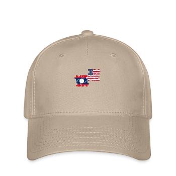 Laos USA Vintage Flagge Amerikanisch Laote - Flexfit Cap - Khaki - Vorne