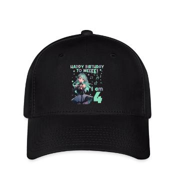 Anime Mandga K-Pop KPop Mädchen 4. Geburtstag - Flexfit Cap - Schwarz - Vorne