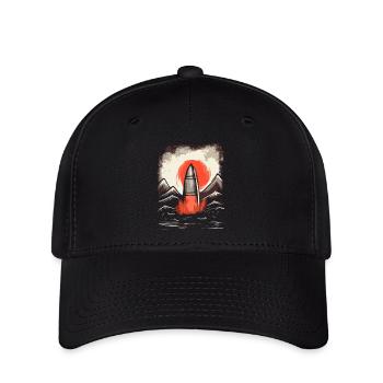 Soleil rouge japonais : Lancement d’une fusée - Casquette Flexfit - noir - Devant