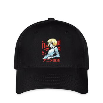 Entspanntes Anime-Mädchen aus Japan - Flexfit Cap - Schwarz - Vorne