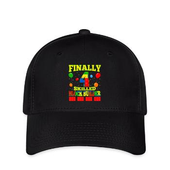 Block Builder 4 Years Old Block Building 4th Bday - Flexfit Cap - Schwarz - Vorne