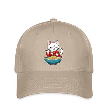 Niedliche asiatische Katze und Ramen Nudeln - Flexfit Cap - Khaki - Vorne