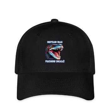 Tête de reptile, Règle des reptiles, Bave de plumes - Casquette Flexfit - noir - Devant