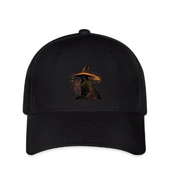 Hexen-Silhouettenprofil mit orangefarbener Umrandung, - Flexfit Cap - Schwarz - Vorne