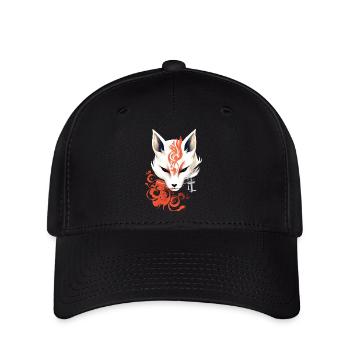 Masque De Renard Kumiho Samouraï Kitsune Japon Anime - Casquette Flexfit - noir - Devant