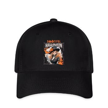 Gothic Halloween Hexe, Spruch Bootiful - Flexfit Cap - Schwarz - Vorne