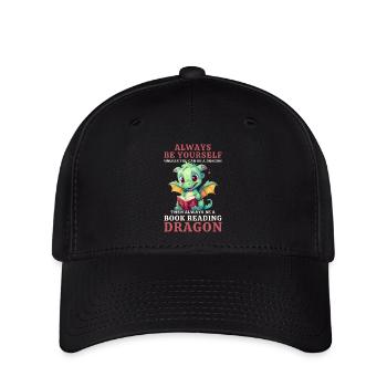 "Always Be Yourself" - Bücher lesen Grüner Drachen - Flexfit Cap - Schwarz - Vorne