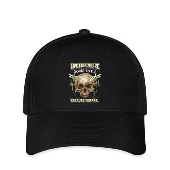 Lustiger Totenkopf Spruch, Vintage Totenschädel - Flexfit Cap - Schwarz - Vorne