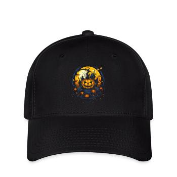 Das Geisterhaus des Kürbis: Halloween - Flexfit Cap - Schwarz - Vorne