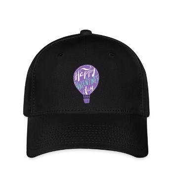 Happy Valentines Day, Heißluftballon, Spruch - Flexfit Cap - Schwarz - Vorne