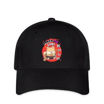 Ramen-tic Life Kawaii Shiba Inu slurps ramen - Flexfit Cap - black - Front