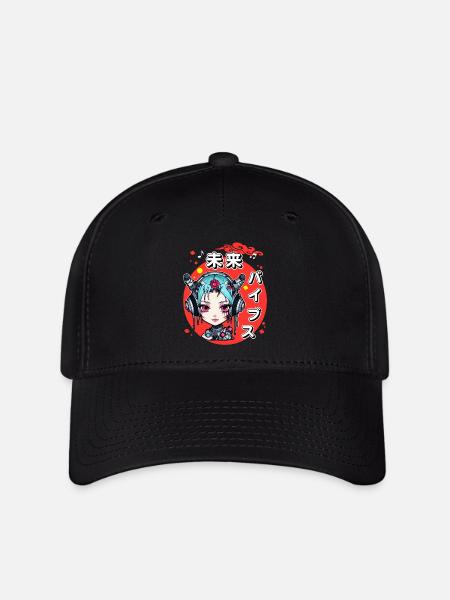 Future Vibes Cyberpunk Mädchen Japanischer Stil - Flexfit Cap - Schwarz