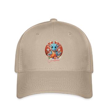 Frohe Weihnachten - Blauer Drache - Geschenk - Flexfit Cap - Khaki - Vorne