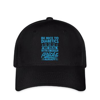 Zusammen Gegen Diabetes Spruch - Flexfit Cap - Schwarz - Vorne