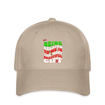 Being Related To Me – Lustiger Weihnachtsspruch - Flexfit Cap - Khaki - Vorne
