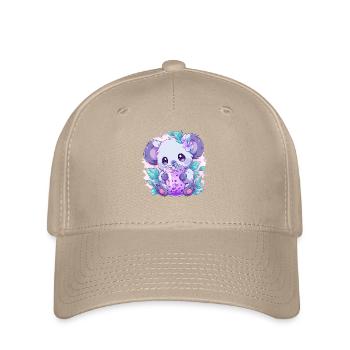 Kawaii Koala trinkt Boba Bubble Tea Chibi - Flexfit Cap - Khaki - Vorne