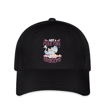 Just a cute Girl who loves Dragons - Kawaii Dragon - Flexfit Cap - black - Front