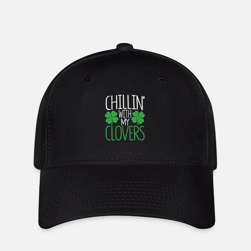 Chillin avec mes trèfles drôle irlandais - Casquette Flexfit - noir