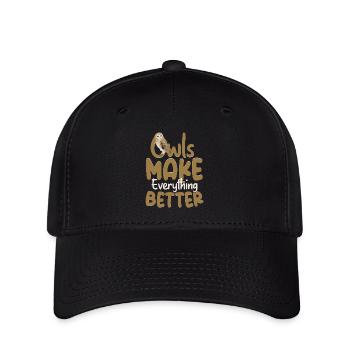 Owls Make Everything Better Night Owl Nocturnal Bi - Flexfit Cap - Schwarz - Vorne