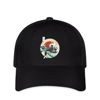 Retro Great Wave Japanese Killer Whale Orca - Flexfit Cap - Schwarz - Vorne