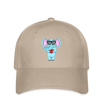 Elefant mit Herz und Brille - Flexfit Cap - Khaki - Vorne