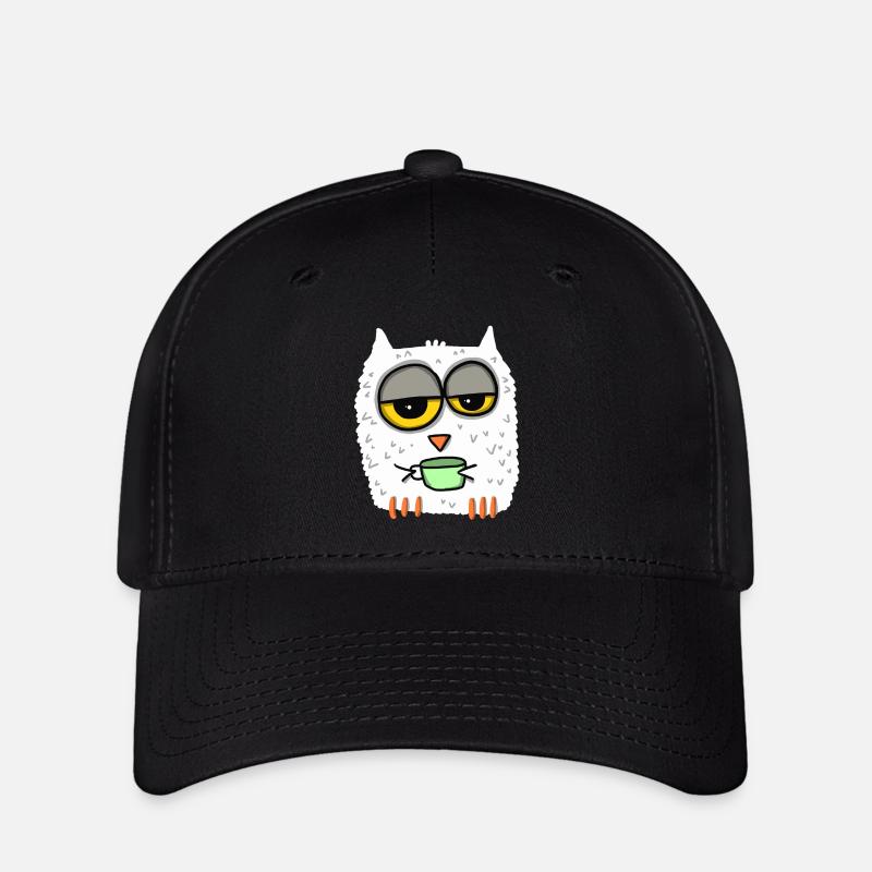 müde Eule - Flexfit Cap - Schwarz