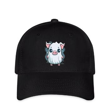 Le petit cochon fantôme - Casquette Flexfit - noir - Devant