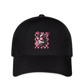 Cool Checkered Flag Pig - Flexfit Cap - black - Front