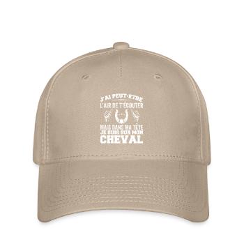 I'm on Horseback - Horse Riding Humor Gift - Flexfit Cap - khaki - Front