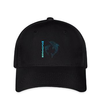 Malediven Delfine Maldives Dolphins - Flexfit Cap - Schwarz - Vorne
