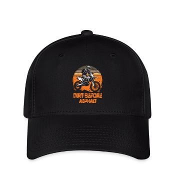 Dirt Before Asphalt Motocross Motorcycle Enduro - Flexfit Cap - black - Front