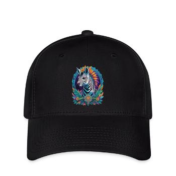 Zebra Spirituelles Traumfänger Mandala Design - Flexfit Cap - Schwarz - Vorne