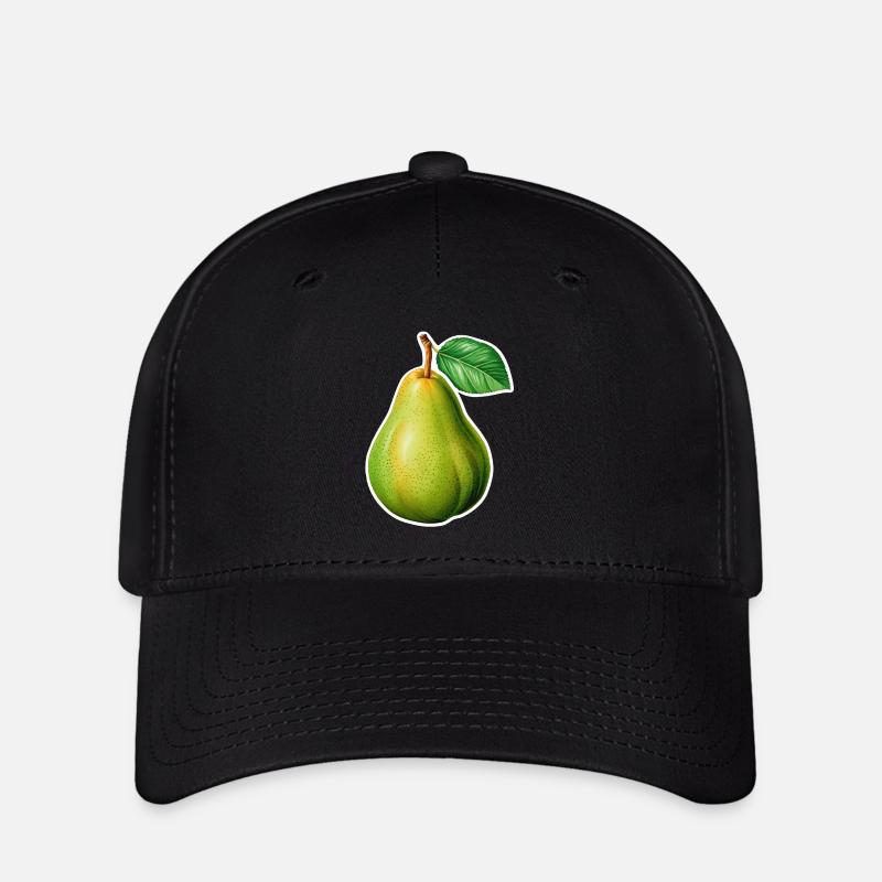 Birne Illustration – Vintage Garten Stil - Flexfit Cap - Schwarz