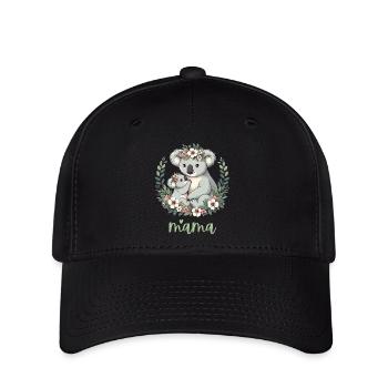 Maman Koala ours câlin I Couronne florale maman I Koala - Casquette Flexfit - noir - Devant