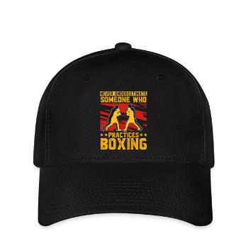 Unterschätze niemals jemanden, der Boxen praktiziert - Flexfit Cap - Schwarz - Vorne
