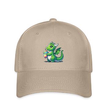 Drache mit Matsch-Eis - Flexfit Cap - Khaki - Vorne