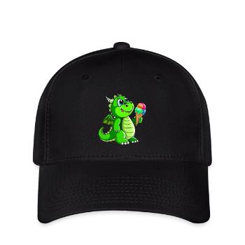 Drache mit Eis Comic - Flexfit Cap - Schwarz - Vorne