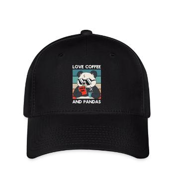 Drôle Panda Ours buvant des amateurs de café Vintage - Casquette Flexfit - noir - Devant