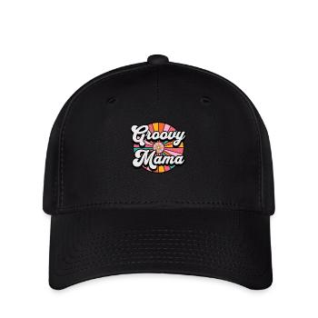 Retro Groovy Mama Mama Mama Mutter Vintage Sechziger Jahre - Flexfit Cap - Schwarz - Vorne