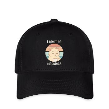 Funny Cat Drinking Coffee Bored Sarcastic Work - Flexfit Cap - black - Front