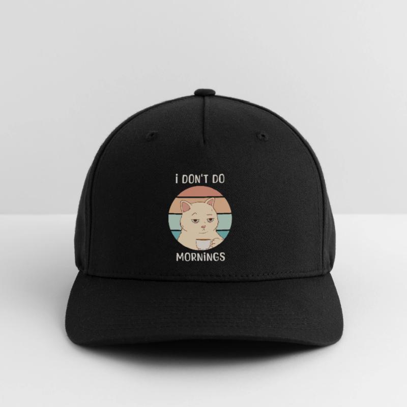 Funny Cat Drinking Coffee Bored Sarcastic Work Flexfit Cap