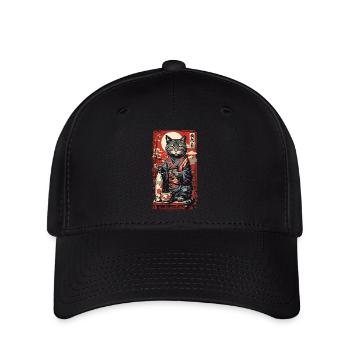 Chat saké japonais Vintage Art - Casquette Flexfit - noir - Devant