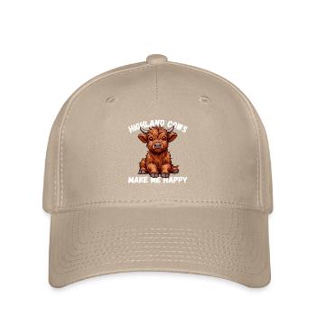 Highland Cow Scotland Beef Happy Cute Country - Flexfit Cap - khaki - Front