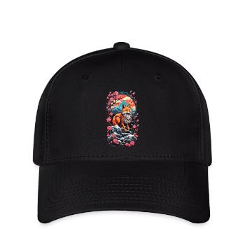 Fuchsgeist Kitsune Aesthetic Yokai Streetwear - Flexfit Cap - Schwarz - Vorne